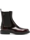 Tod's Smooth Leather Chelsea Boots Shoes In Red