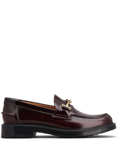 TOD'S MAROON LEATHER LOAFERS