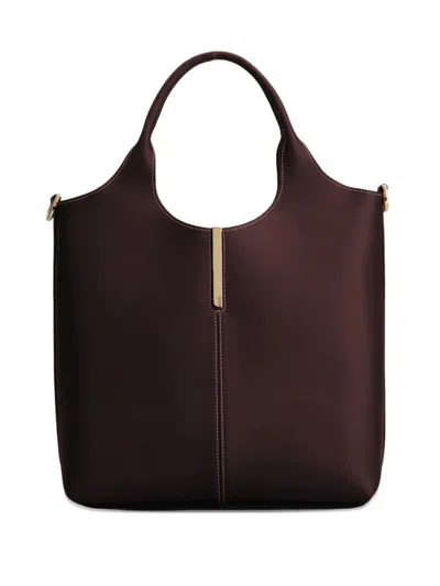 Tod's Maroon Leather Mini Tote In Burgundy