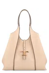 Tod's Small Leather Tote Bag With Flat Handles In Beige