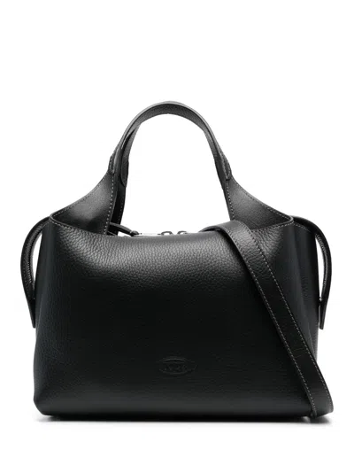 Tod's Medium Boston Leather Tote Bag In Black