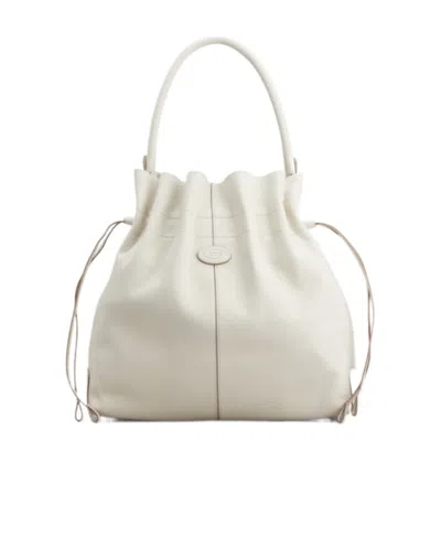 Tod's Medium Di Leather Bucket Bag In White