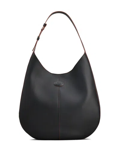 Tod's Sacca Hobo Black Grained Leather Bag