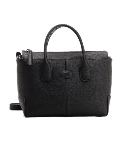 Tod's Medium Di Leather Tote Bag In Black