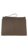 Tod's Textured Clutch Bag Wrist Strap In Brown