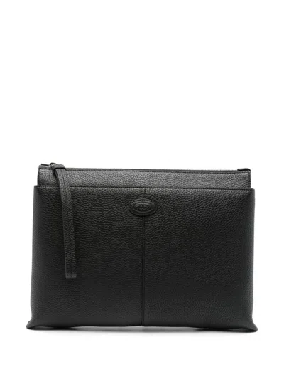 Tod's Medium Document Holder Clutch Bag In Black