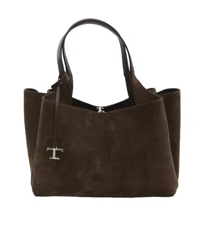 Tod's Medium Double Handle Shopping Bag In Brown