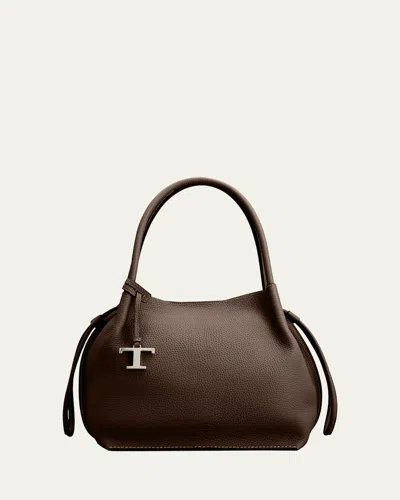 Tod's Medium Grain Leather Bucket Bag In Brown