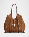 Tod's Medium Laser-cut Leather Shopping Tote Bag In Kenia Scuro