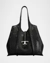 Tod's Medium T Timeless Perforated Leather Shopper In Nero