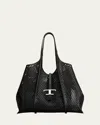 Tod's Medium Laser-cut Leather Shopping Tote Bag In Nero