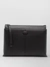 Tod's Medium Leather Clutch Bag Rectangular In Black
