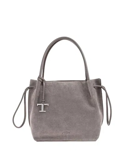Tod's Medium Leather Handbag In Gray