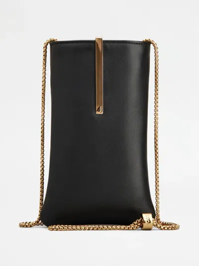 Tod's Medium Leather Phone Holder In Black