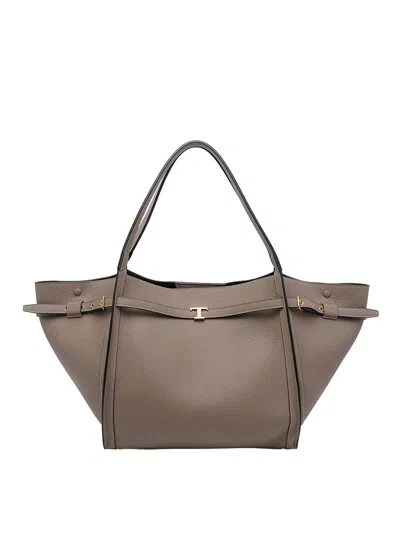 Tod's Medium Leather Shopping Bag In Sand