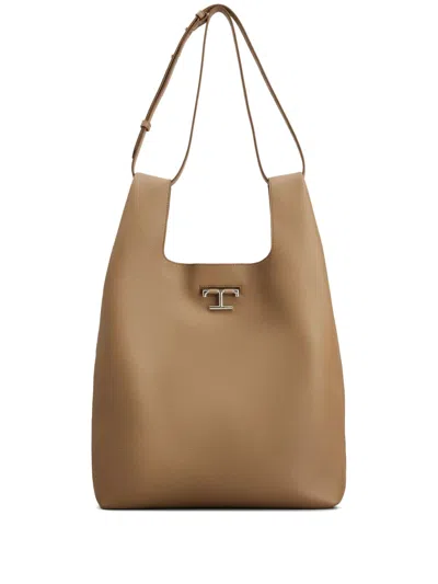 Tod's Medium Leather Shoulder Bag In Neutrals