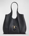 Tod's Medium Leather T Timeless Tote Shopping Bag In Black