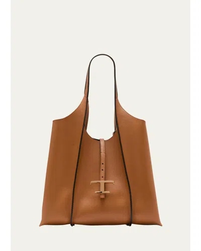 Tod's Medium Leather T Timeless Tote Shopping Bag In Kenia