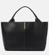 Tod's Black Shopper With Two Top Handles And Metal Bar With Logo In Leather Woman In Black