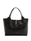 Tod's Black Tote Bag With Logo Plaque On The Front And Contrasting Stitching In Black