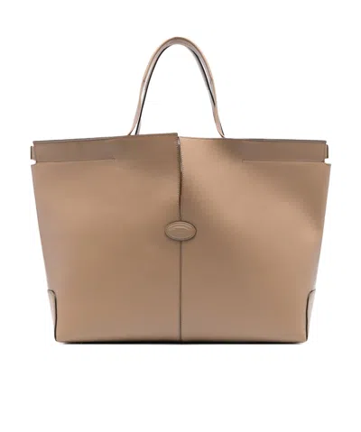 Tod's Medium Leather Tote Bag In Brown