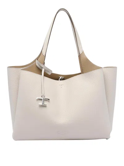 Tod's Medium Leather Tote Bag In Sand
