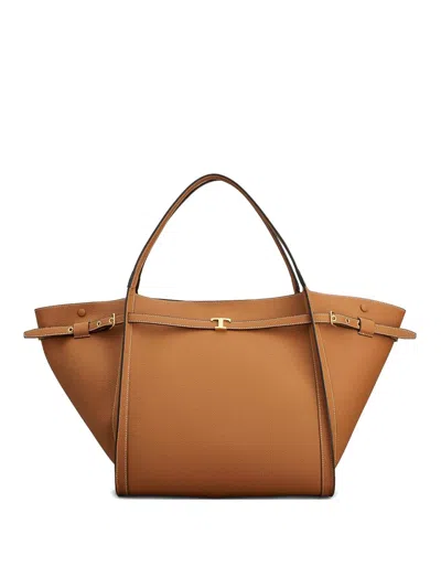 Tod's Medium Leather Tote In Brown