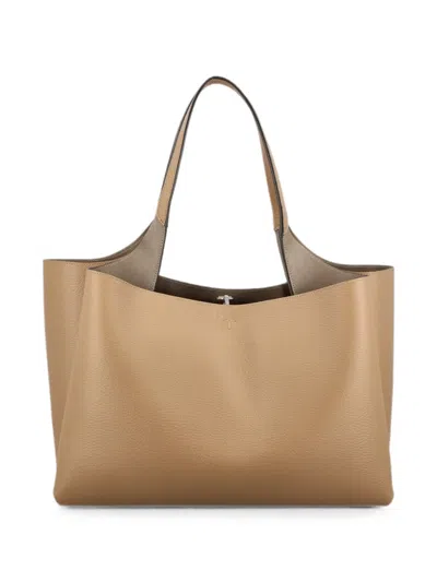 Tod's Medium Logo-embossed Pebbled-leather Shoulder Bag In Blue