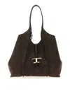 Tod's Dual Handle Metal Hardware Open Top Suede Finish In Brown