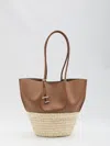 Tod's Medium Shopping Bag In Brown Leather And Raffia In Brown