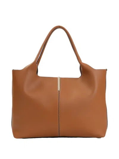 Tod's Medium-small Leather Tote Bag In Brown