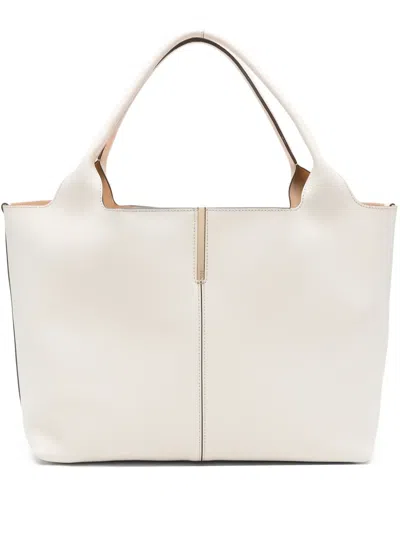 Tod's Medium-small Leather Tote Bag In Neutral