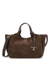 Tod's Medium Suede Logo Tote Bag In Brown
