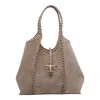Tod's T Medium Suede Hobo Shoulder Bag Braided Handles In Brown