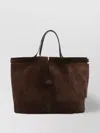 Tod's Medium Suede Tote Bag With Dual Handles