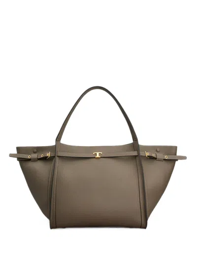 Tod's Medium T Timeless Buckle-detail Tote Bag In Brown