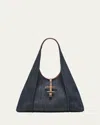 Tod's Medium T Timeless Hobo Bag In Blu Marrone Scuro