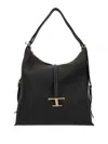 Tod's Medium T Timeless Leather Shouder Bag In Black