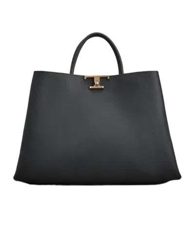 Tod's Medium T Timeless Leather Tote Bag In Black