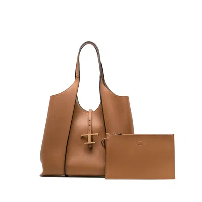 Tod's Medium T Timeless Leather Tote Bag In Brown