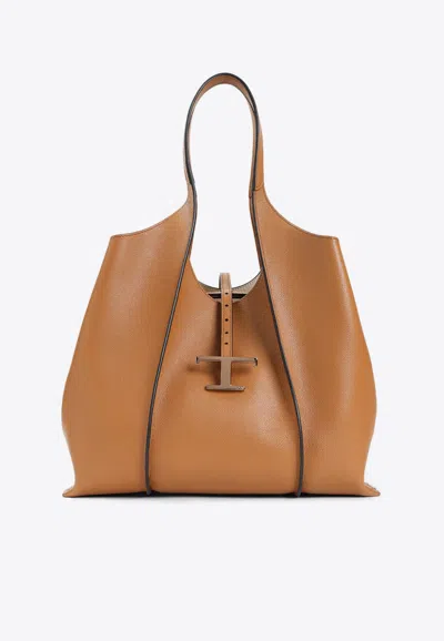 Tod's Medium T Timeless Leather Tote Bag In Brown