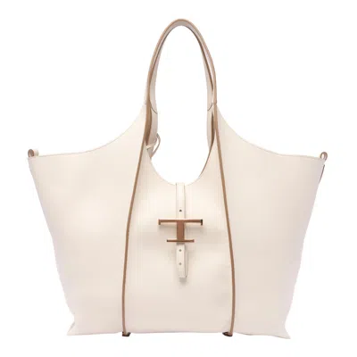Tod's Medium T-timeless Shopping Bag In White