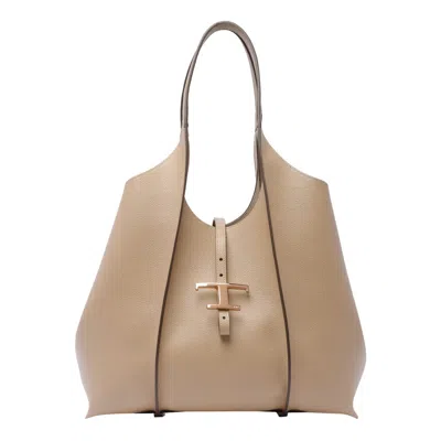 Tod's Medium T-timeless Shopping Bag In Beige