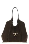 Tod's Dual Handle Metal Hardware Open Top Suede Finish In Brown