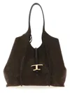 Tod's Dual Handle Metal Hardware Open Top Suede Finish In Brown
