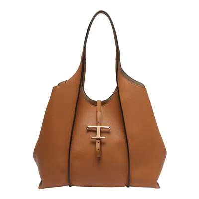 Tod's Medium T-timeless Shopping Bag In Brown