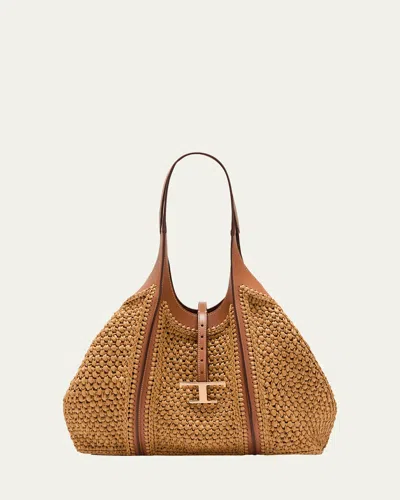 Tod's Medium T Timeless Shopping Bag In Naturale  Kenia