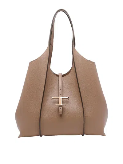 Tod's Medium T Timeless Shopping Bag In Brown