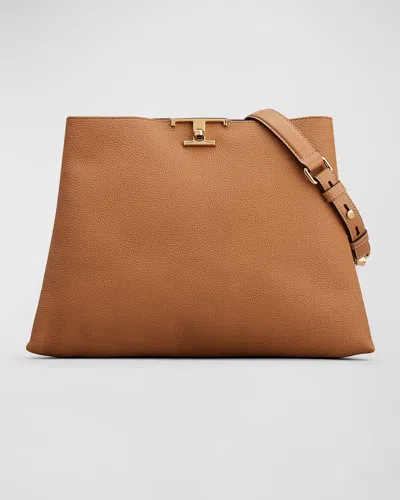 Tod's Medium T Timeless Shoulder Bag In Kenia Scuro
