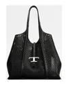 Tod's Medium Laser-cut Leather Shopping Tote Bag In Black